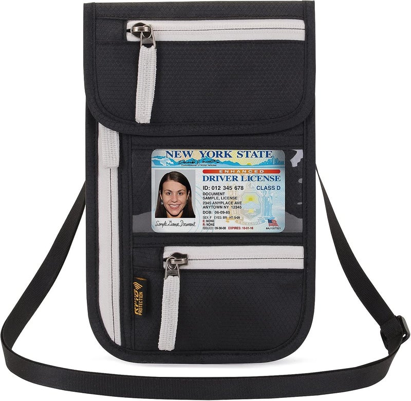 Arouselove Neck Wallet Lightweight RFID Blocking Waterproof Travel Pouch for Women Men - Image 1